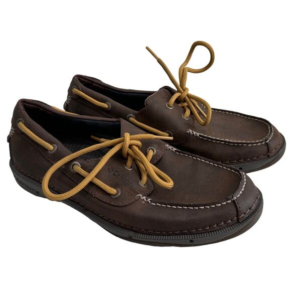 Men’s Columbia Dockside Boat Loafers Brown Leather 7 - Picture 1 of 13